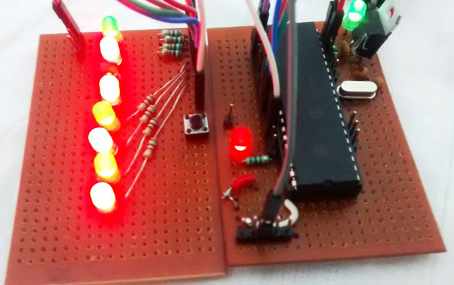 LED Blinking Sequence using PIC Microcontroller (PIC16F877A)