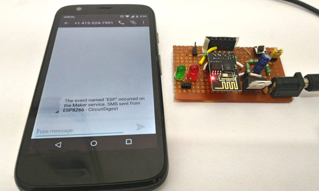 Sending Text Message (SMS) using ESP8266 and Arduino IDE