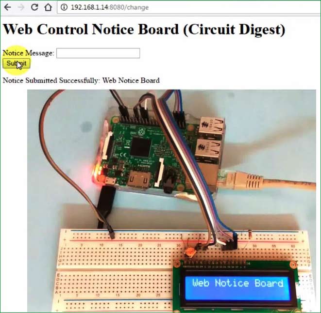 Web Controlled IoT Notice Board using Raspberry Pi: Project