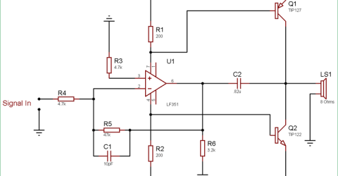 10 Watt Audio Amplifier Circuit using Op-Amp and Power Transistors
