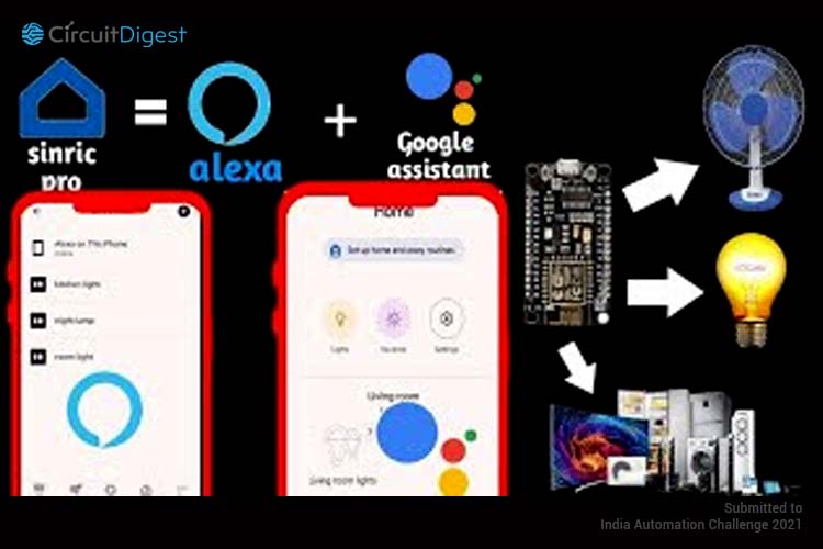 smart home automation using alexa and google assistant with node mcu  esp8266 module