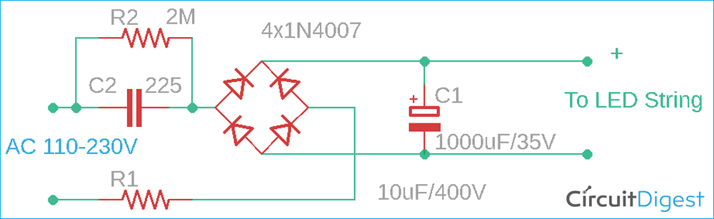 koper Grap renderen 230V AC LED Driver Circuit for Powering 2.5Watts LED Light