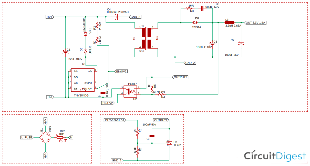 Compact 3.3V/1.5A SMPS Circuit Schematic