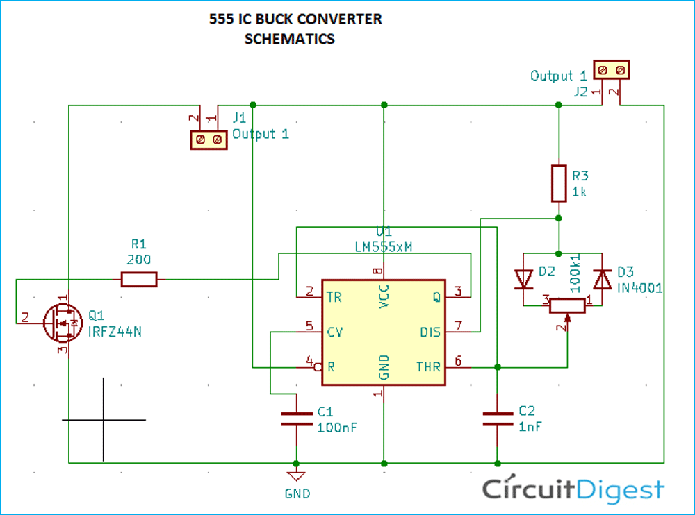 555 Timer Buck Regulator Circuit Diagram 