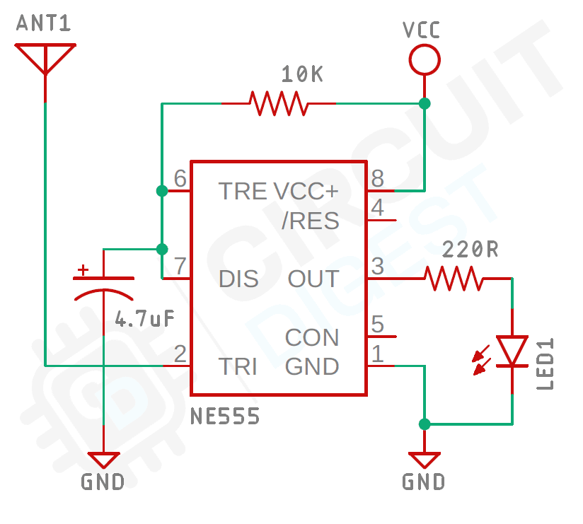 AC Current Detector circuit using 555 Timer Circuit Diagram