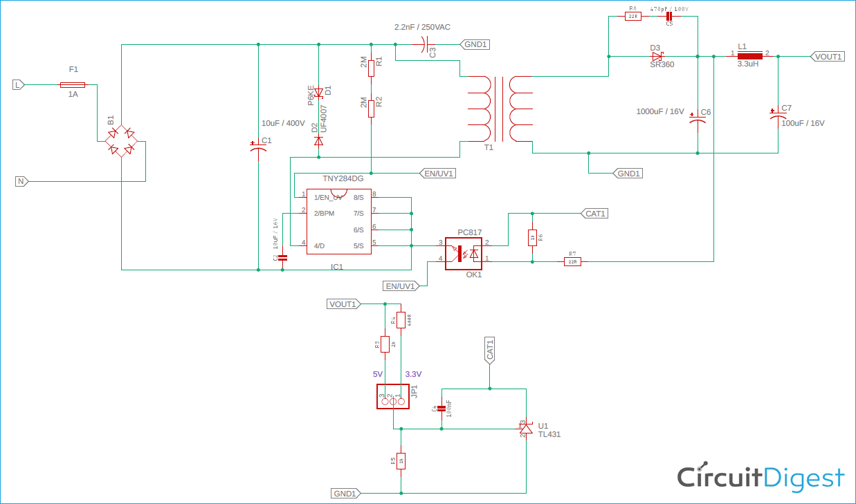 5V 3.3V SMPS Circuit Diagram 