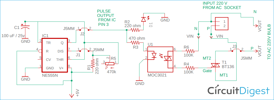 AC Bulb Blinking Circuit Diagram