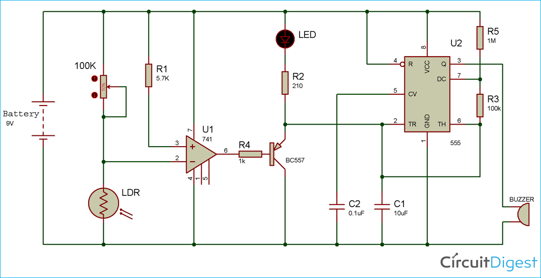 Automatic Light Fence Circuit Diagram With Alarm