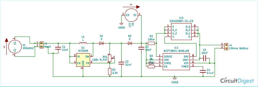 Li-on Battery Charge System using  MCP73844 IC