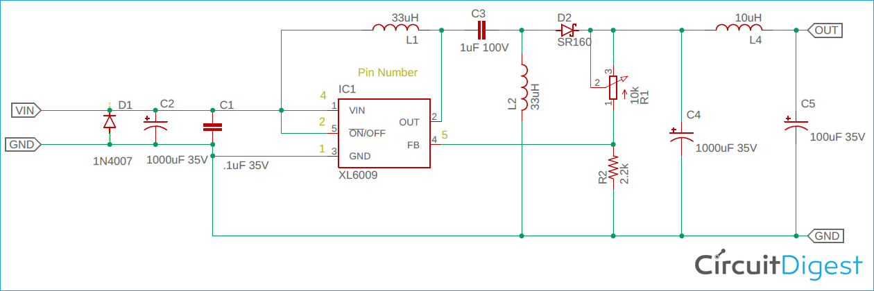 Buck Boost Converter Circuit using XL6009