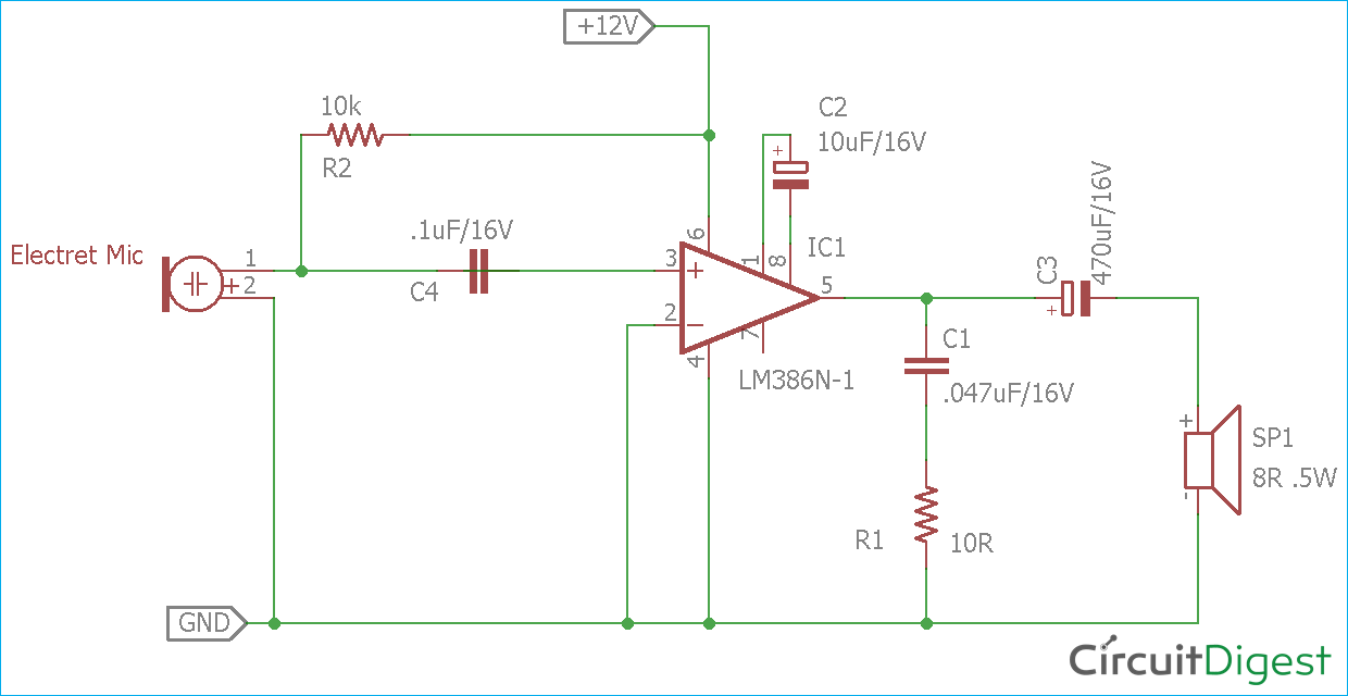 simple condenser microphone diagram