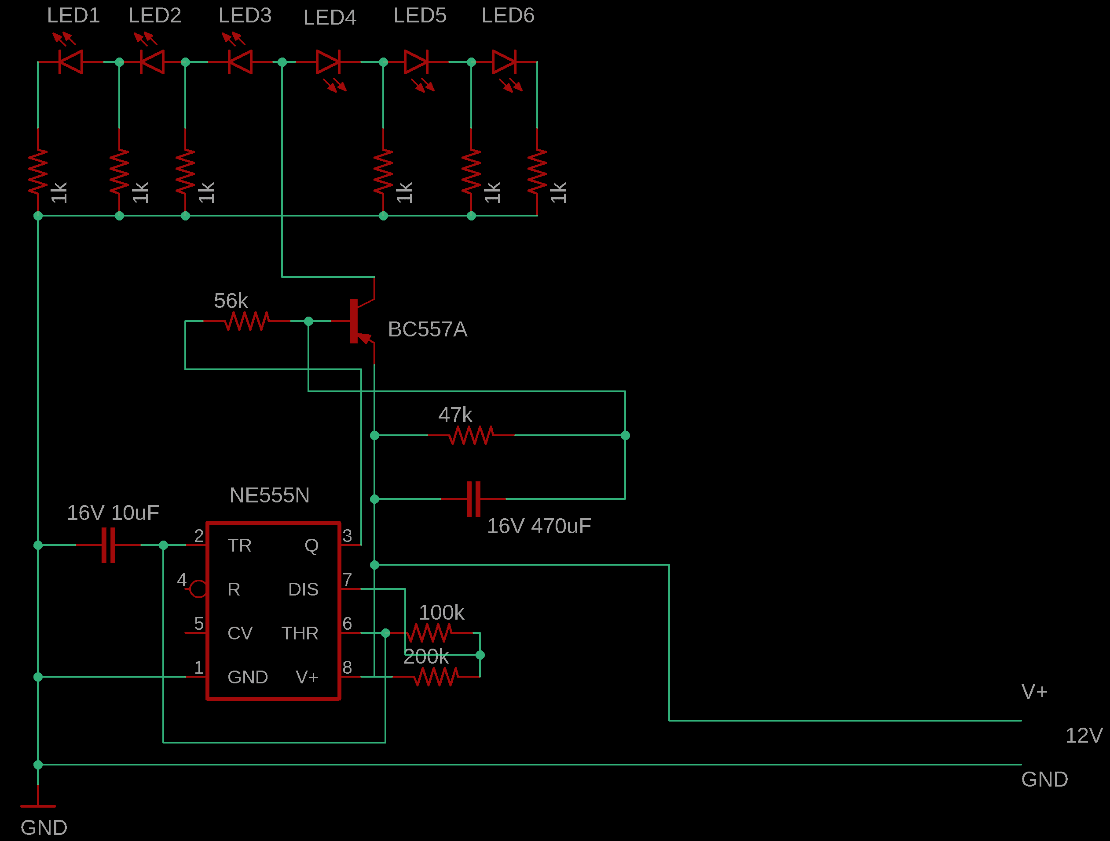 Circuit Diagram - 555 timer IC LED ON and OFF Circuit