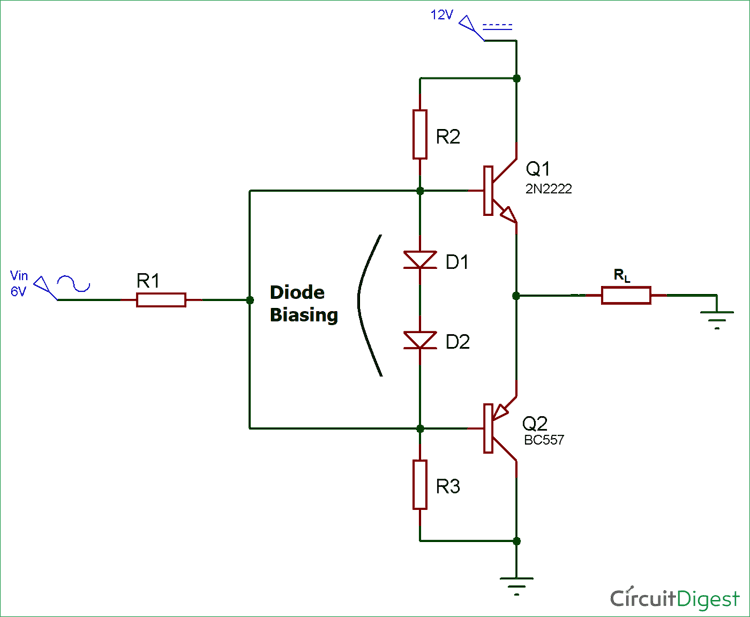 Class AB Push Pull Amplifier Circuit Diagram