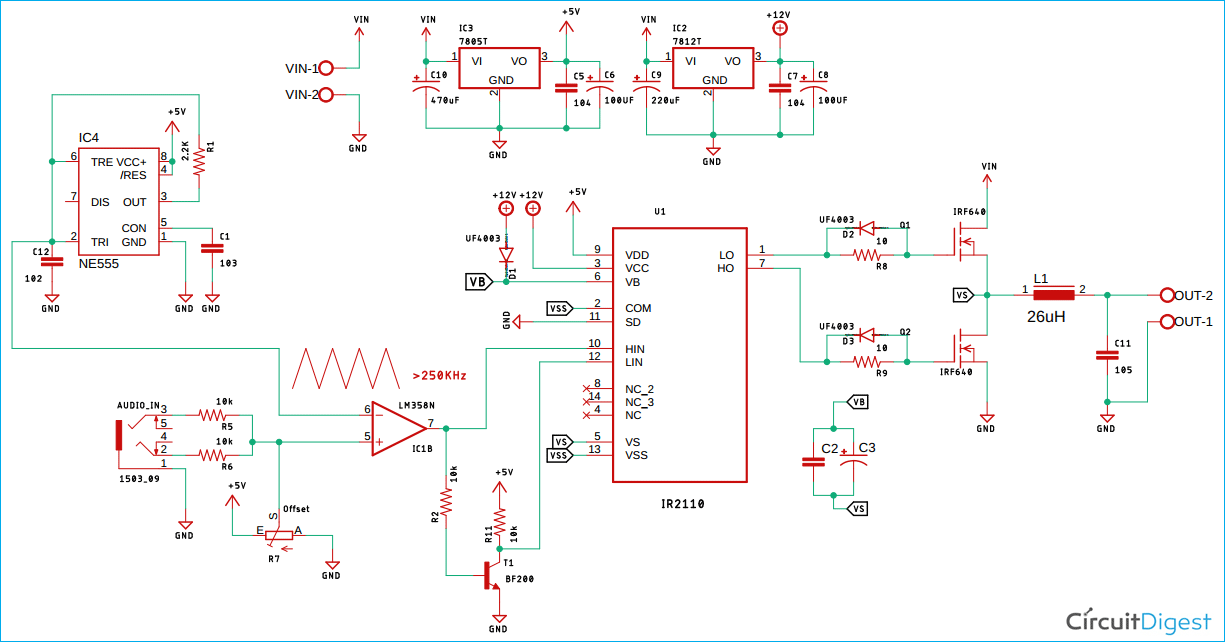 How to Build a High Efficiency Class-D Audio Amplifier Circuit using ...