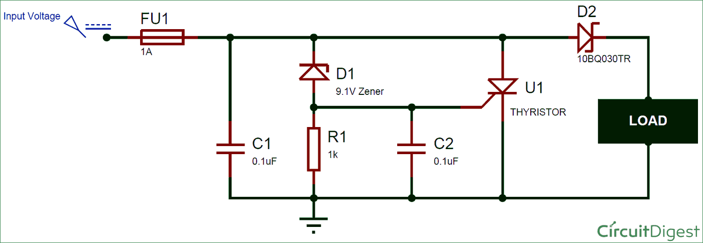 Crowbar Circuit Diagram for Overvoltage Protection 