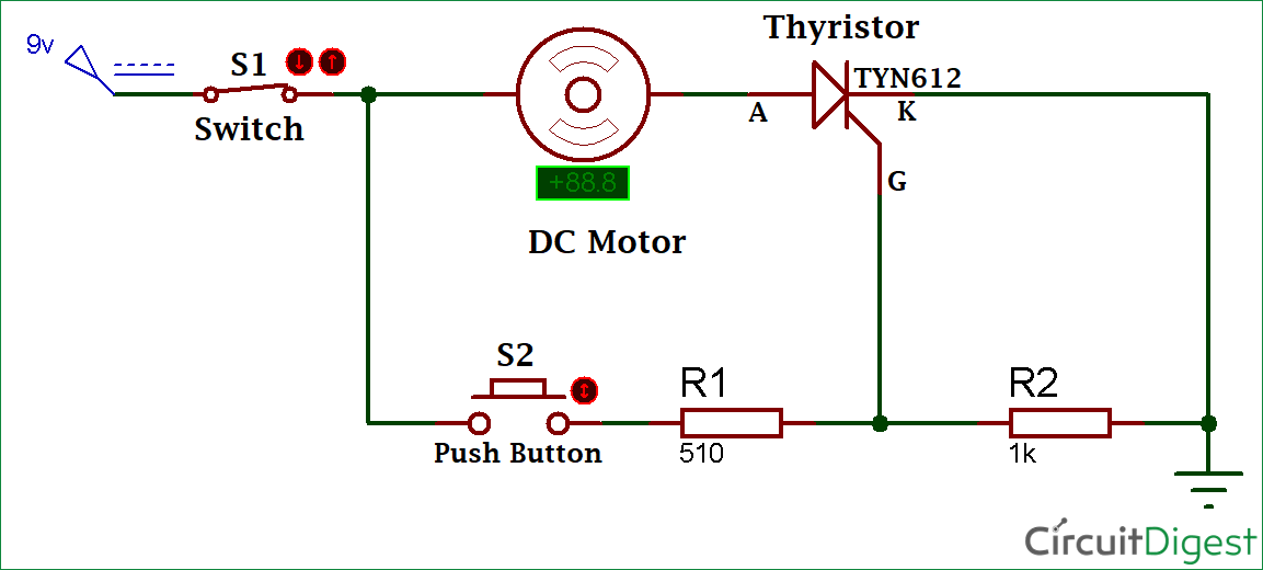 DC Motor Control circuit diagram using Thyristor