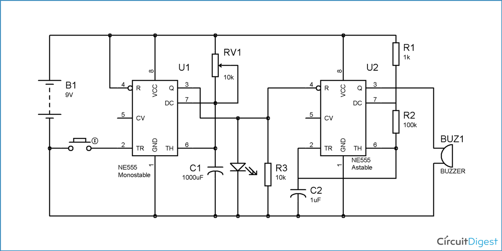 Doorbell Circuit Diagram Using Ic 555