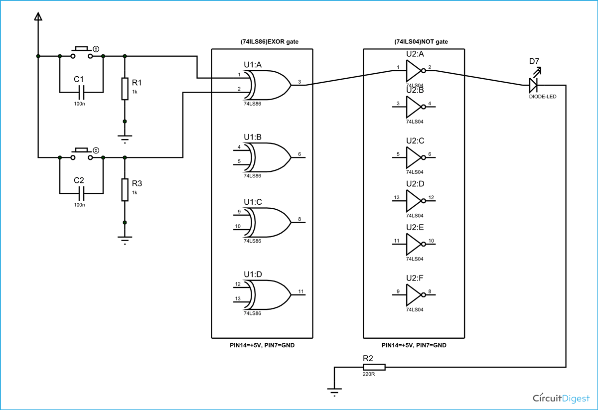 XNOR Gate Circuit Diagram & Working Explanation