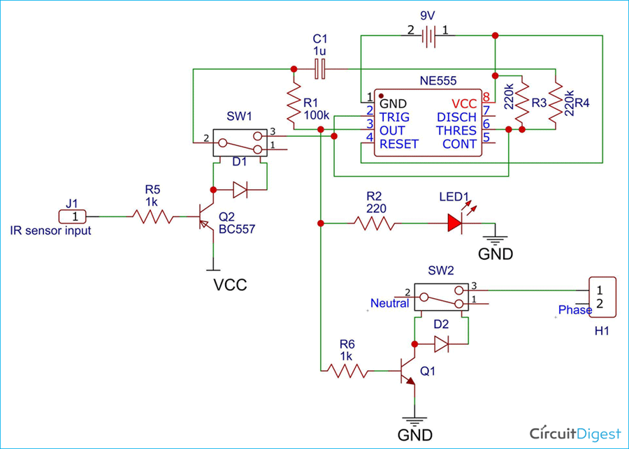 555 Timer Motion Detector Circuit Diagram