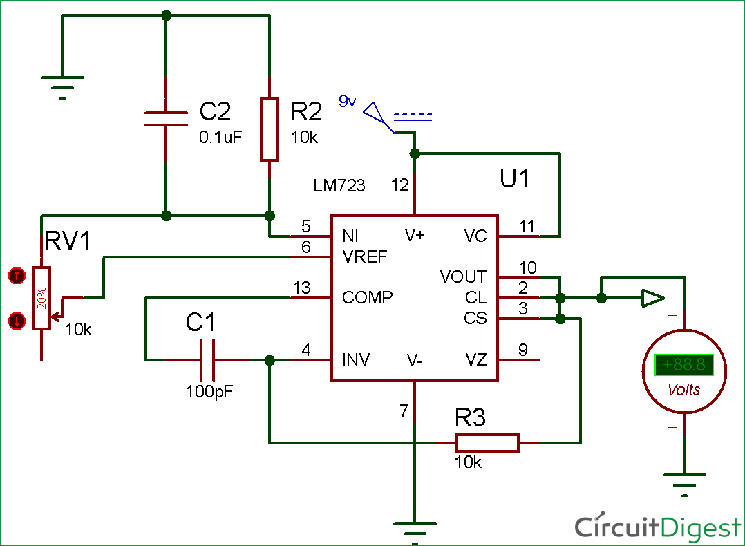 LM723 Voltage Regulator Circuit diagram