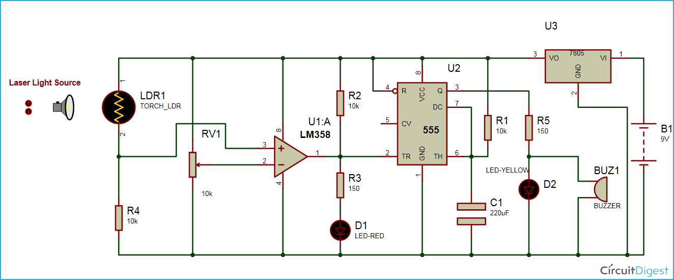 Laser Security Alarm Circuit Diagram