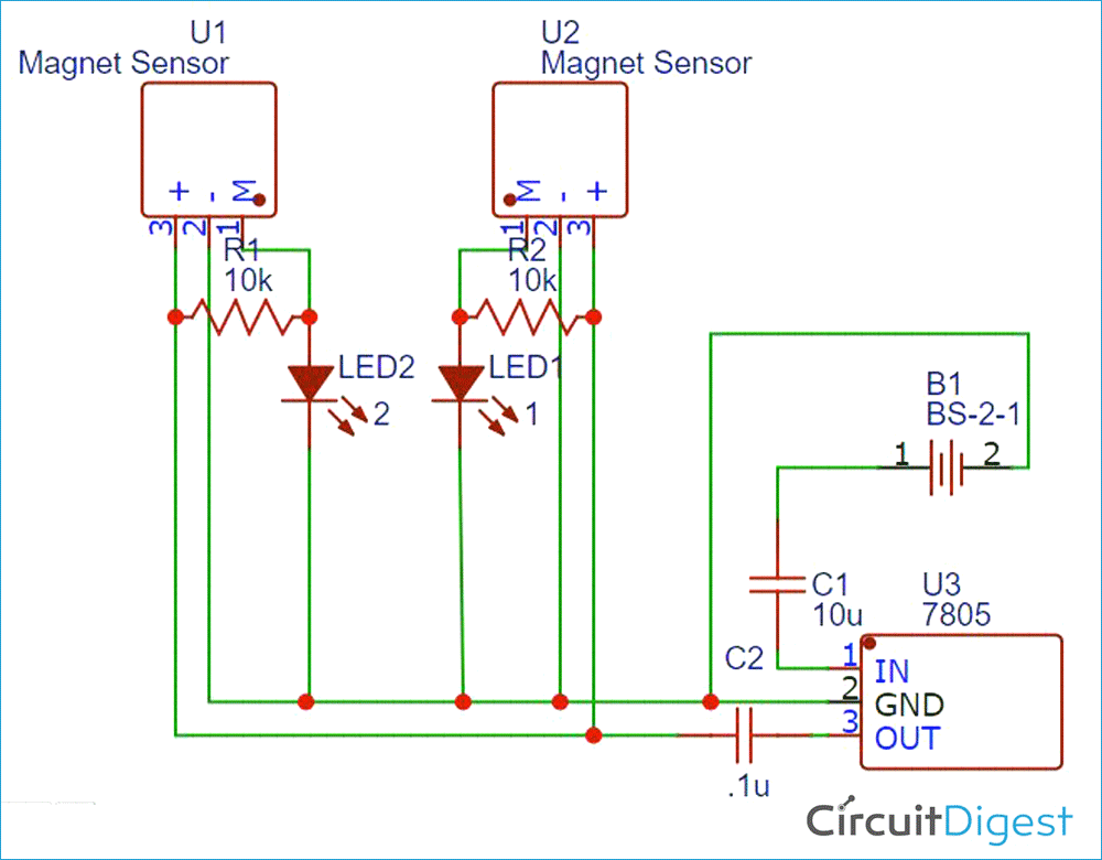 Magnetic Polarity Detector Circuit Diagram