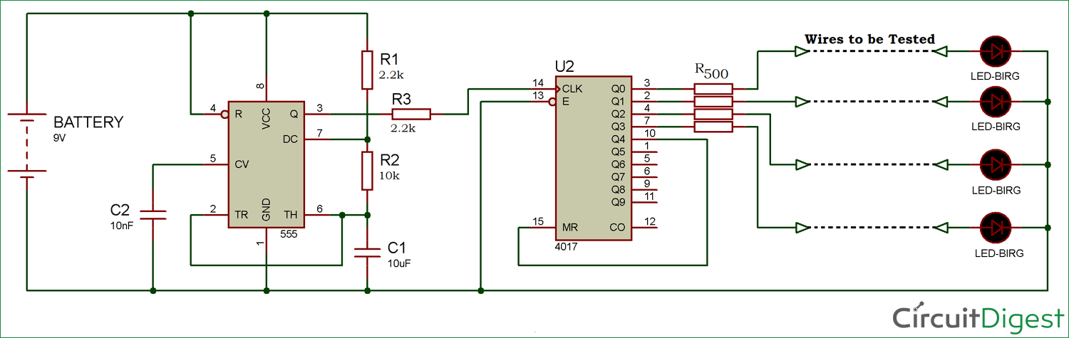 Multi-Wire Cable Tester circuit diagram