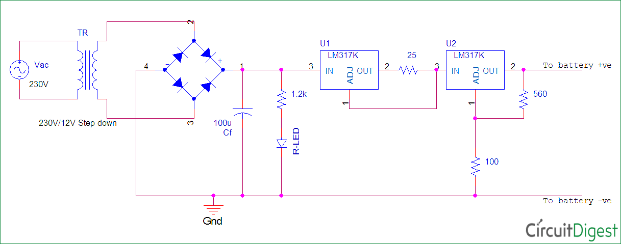 Ni-Cd Battery Charger Circuit Diagram