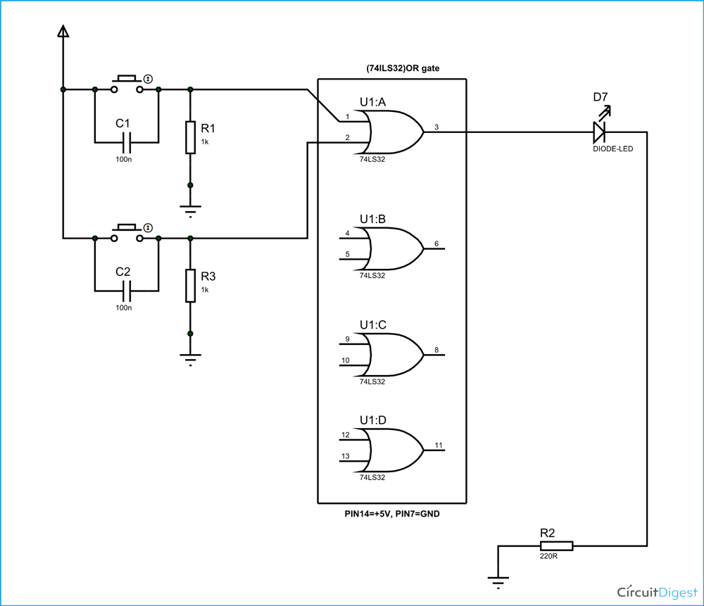 Or Gate Circuit Diagram Using Ic 74ls32