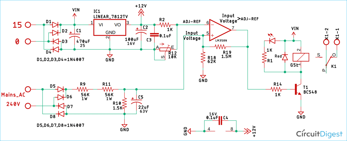 230V AC Mains Over Voltage Protection Circuit Diagram