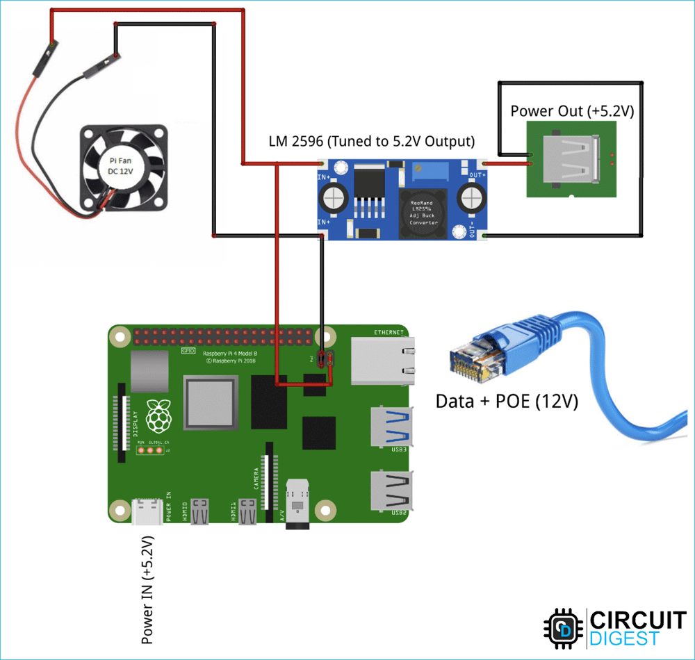 Raspberry Pi PoE Separator Circuit Diagram