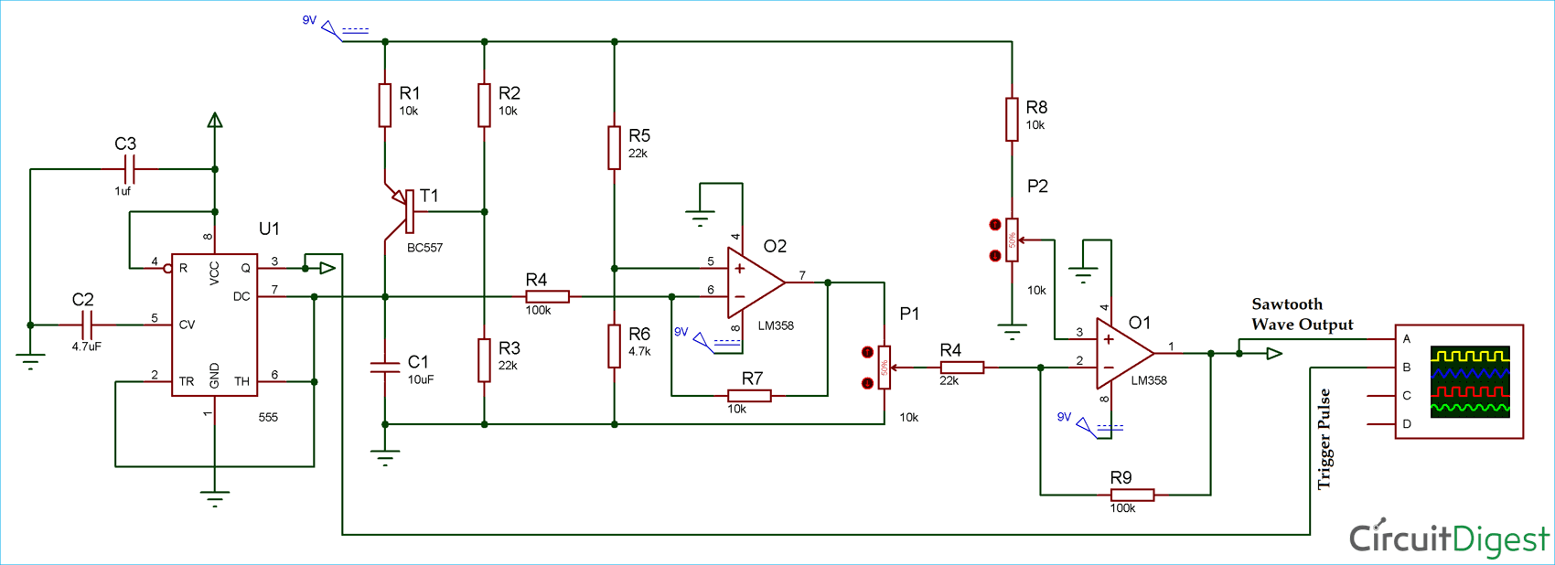 Sawtooth Waveform Generator Circuit Diagram