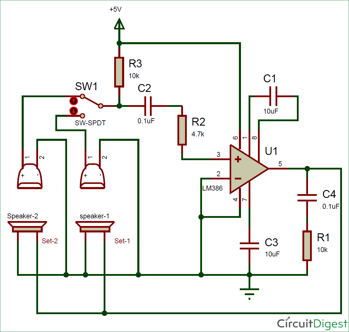 Simple Two Way Intercom Circuit diagram