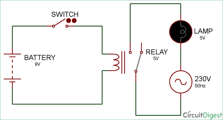 Simple Relay Switch Circuit Diagram control relay wiring schmetic 