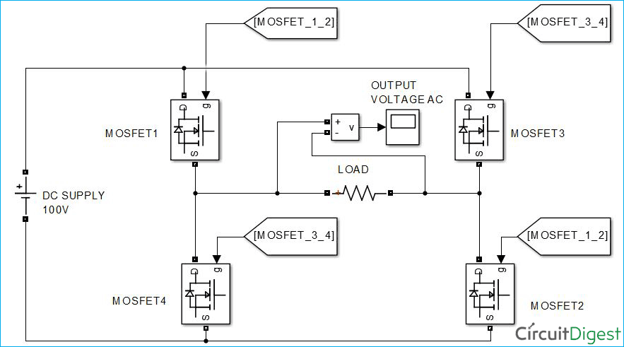 Single Phase Full Bridge Inverter Circuit Diagram 