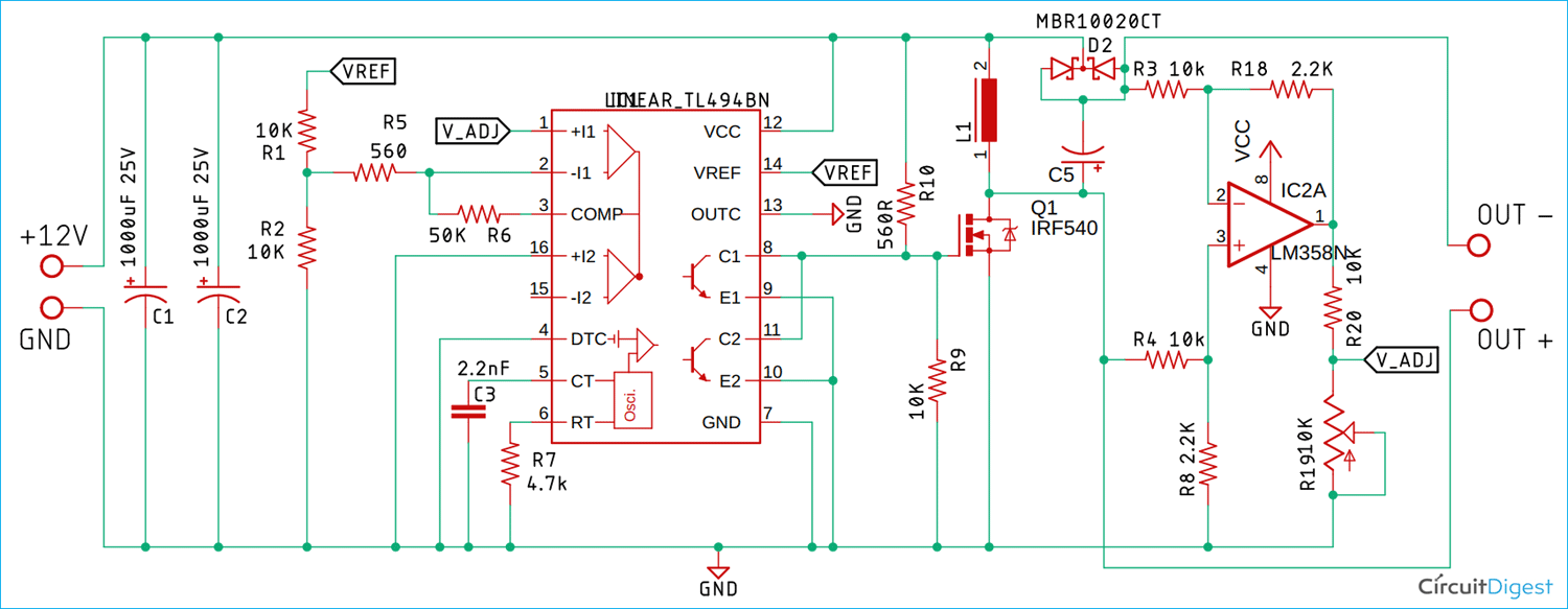 TL494 Buck-Boost Converter Circuit Diagram