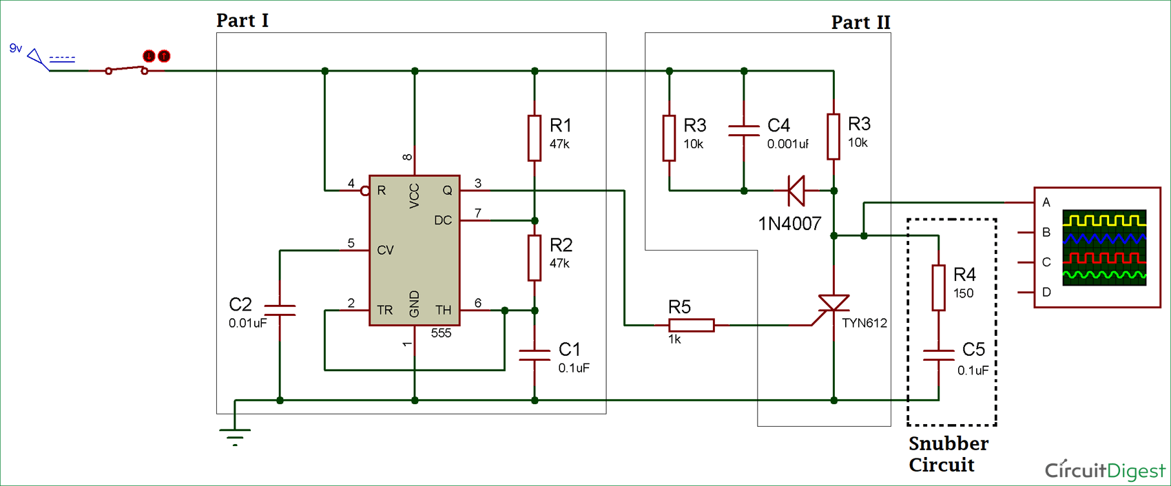 Thyristor Switching using Snubber Circuit