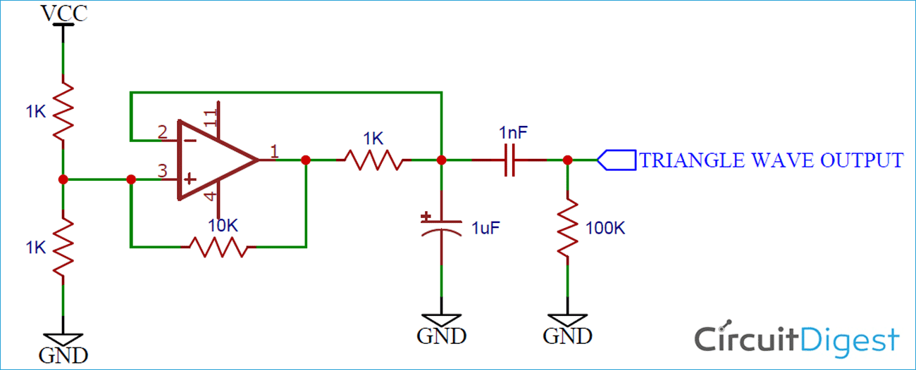 Op-Amp Triangle Wave Generator Circuit Diagram