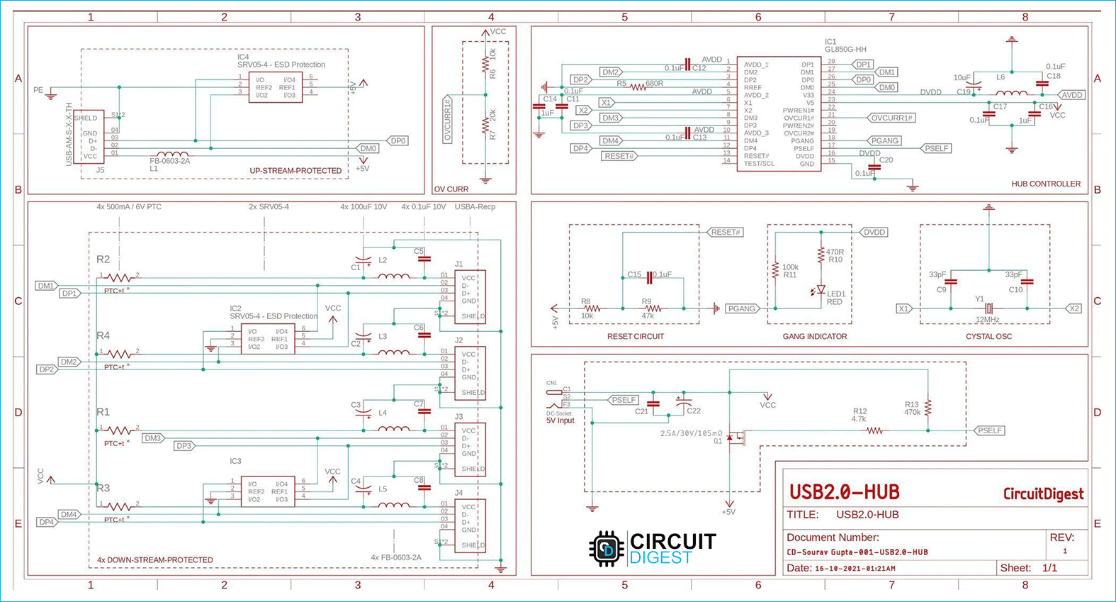 DIY USB Hub Schematic