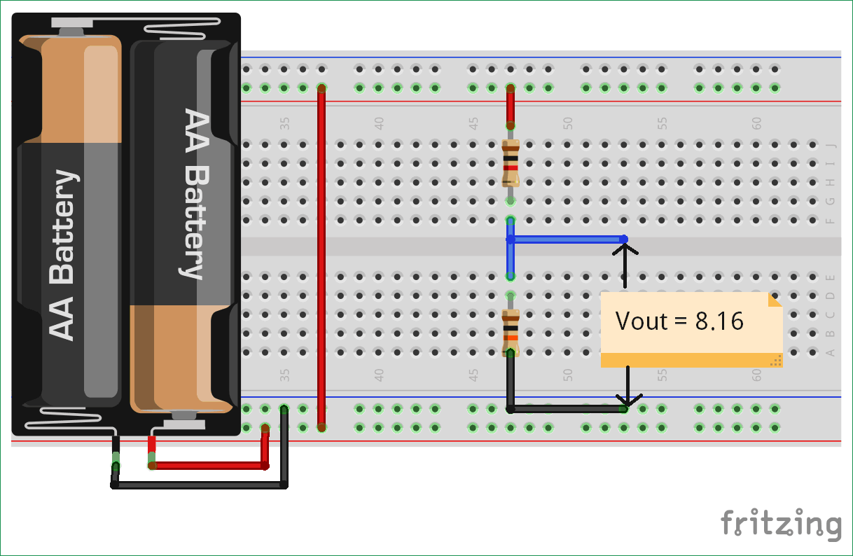 Potential Divider Circuit diagram on Fritzing