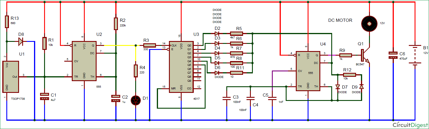 Remote control store motor circuit