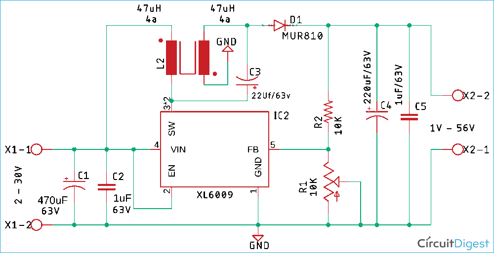 XL6009 Based SEPIC Converter Schematic