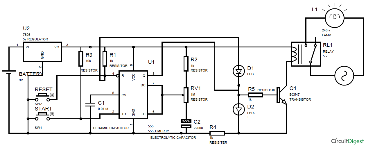 Simple Time Delay Circuit using 555 Timer - ArRoboticsBlog