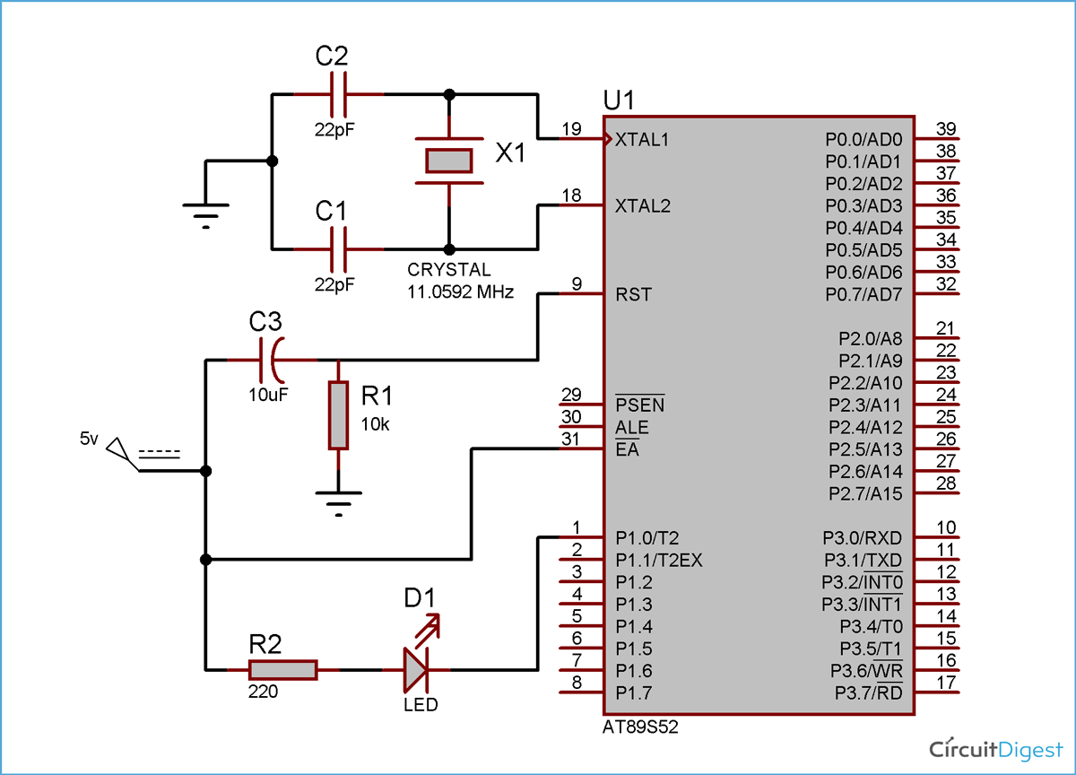Oscillator Circuit Of 8051 Microcontroller