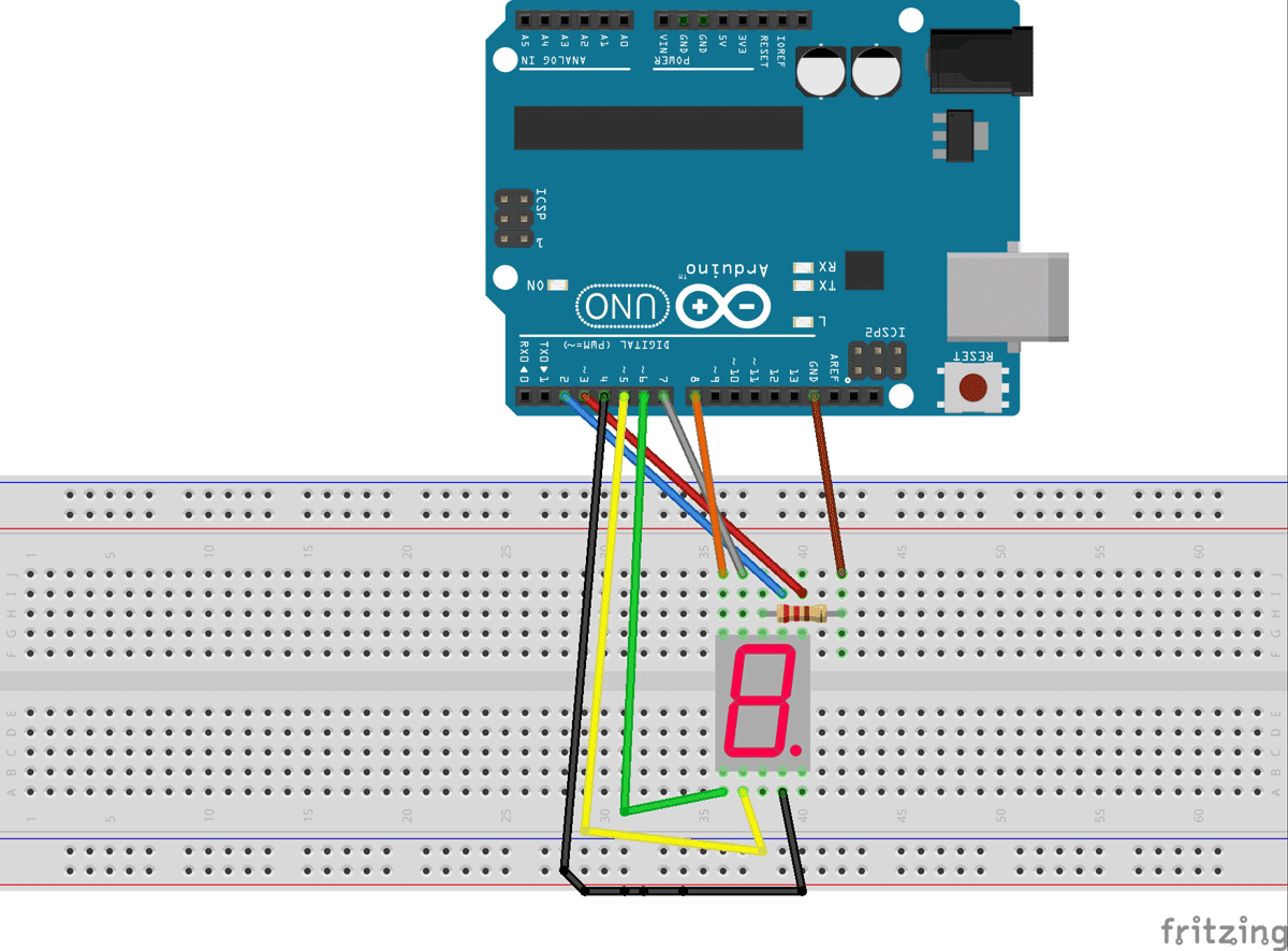 Arduino 7 Segment Display Circuit Diagram