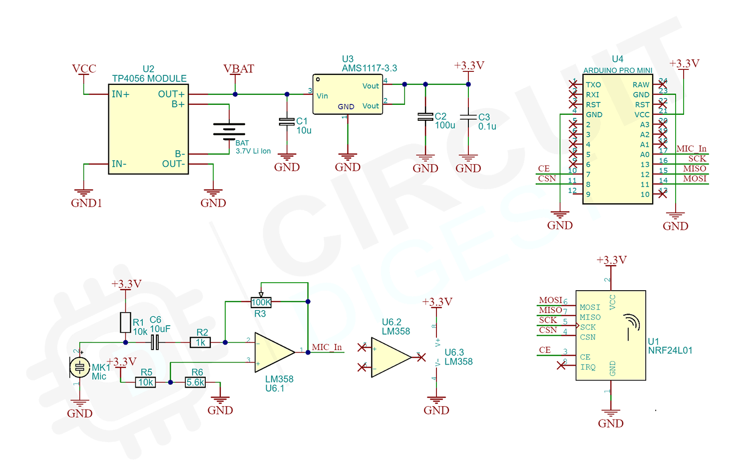 RF based Arduino Audio Spy Bug Circuit Diagram