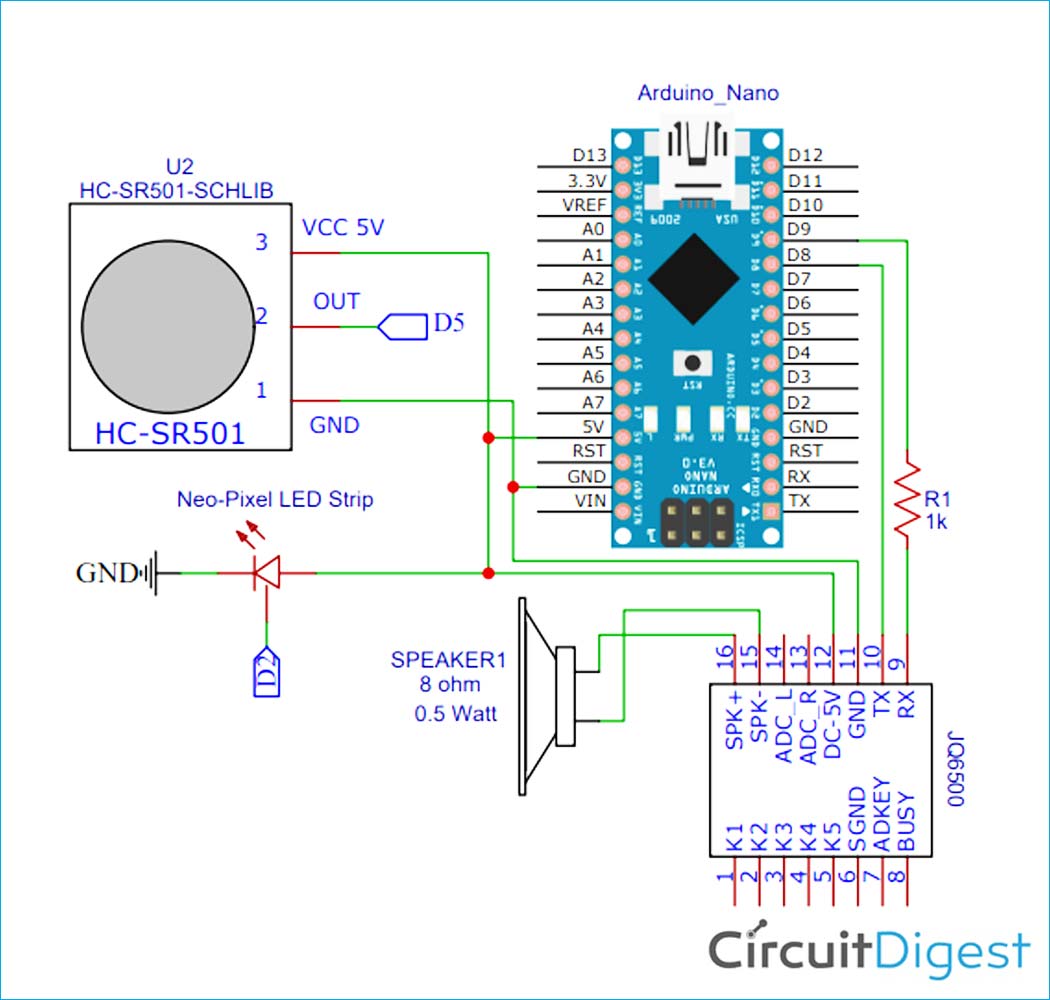 Arduino Based Decorative Christmas Tree Circuit Diagram