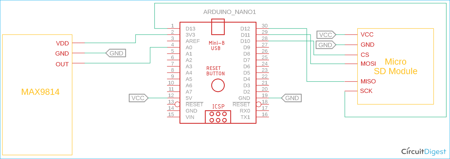 Arduino Based Spy Bug Schematic Diagram