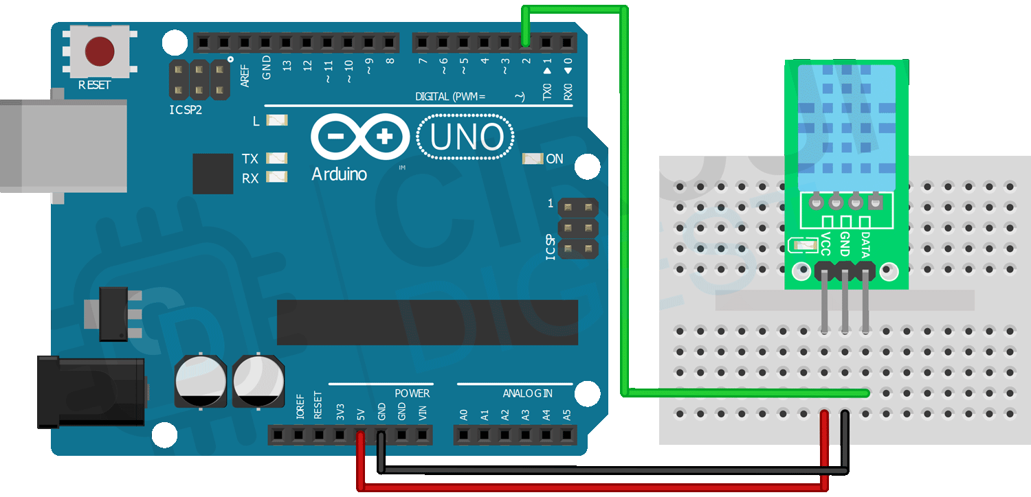 Arduino DHT11 Circuit Connections