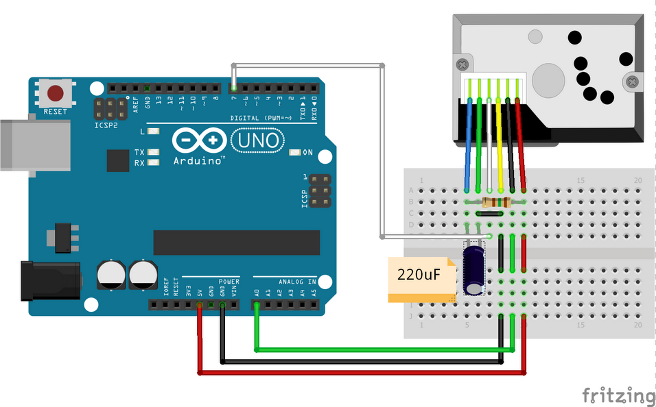 Arduino Dust Sensor Connections